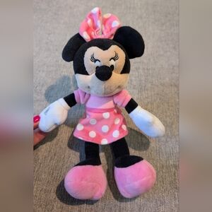 Disney Minnie Mouse Stuffy Plush Pink Dress Crinkly Ears